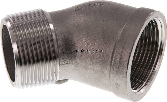 45°-Einschraubwinkel Rp 1-1/4"(IG)-R 1-1/4"(AG), 1.4408