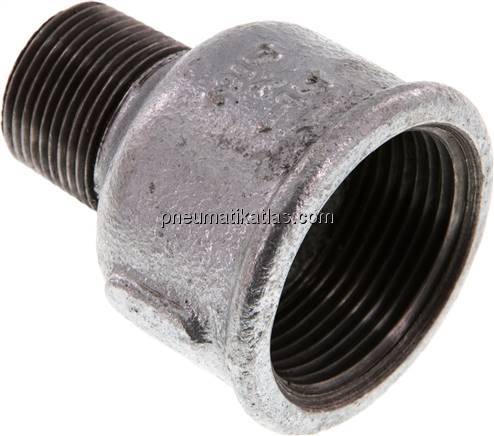 Reduziernippel R 3/4"(AG)-Rp 1-1/4"(IG), Temperguss verzinkt