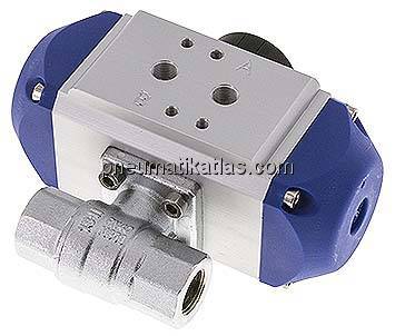 Pneumat. Messing-Kugelhahn, Rp 3/8", Feder-öffnend