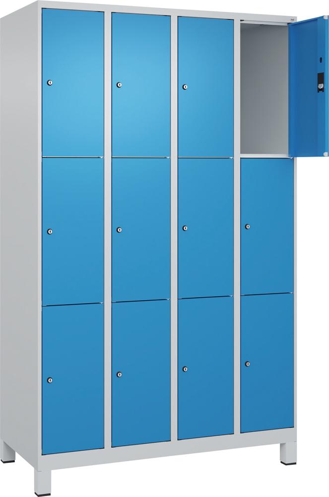 Fächerschrank mit Füßen B1200xT500xH1950 Korpus RAL 7035 LichtgrauTüren RAL 5012 Lichtblau