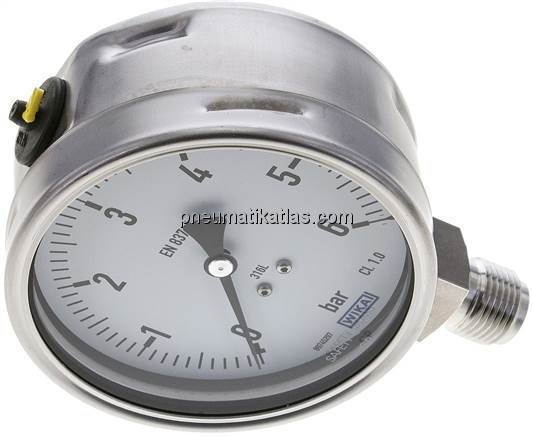 Chemie-Manometer senkrecht, 100mm, 0 - 6 bar