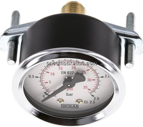 Einbaumanometer, 3-kant-Frontring, 50mm, 0 - 2,5 bar