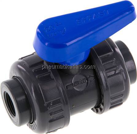 Kugelhahn, PVC-U / EPDM, Rp 3/8" (Wasserausführung)