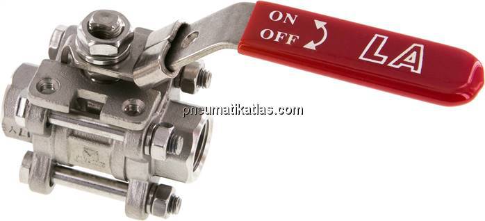 3-teiliger Edelstahl-Kugelhahn, NPT 3/8", 0 - 63bar