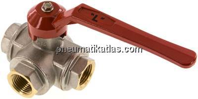 3-Wege Kugelhahn, Messing, L-Bohrung, G 1/2", -0,9 bis 50bar