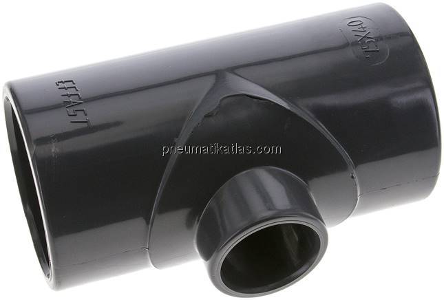 Klebemuffen-T-Stück, reduziert, PVC-U, 75x40x75mm
