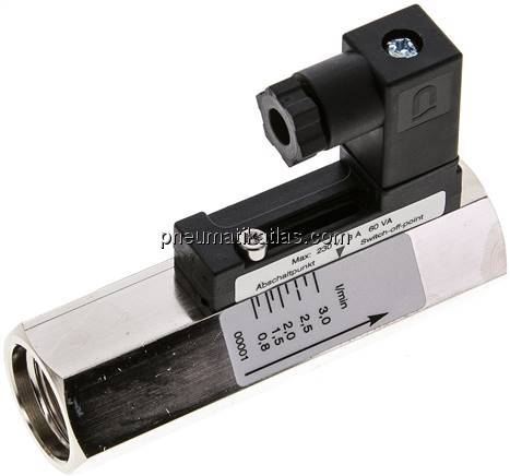 Durchflusswächter G 1/2", 0,8 - 3 l/min, Messing vernickelt