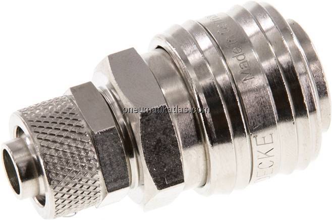 Kupplungsdose (NW7,2) 12x9mm Schlauch, Messing vernickelt