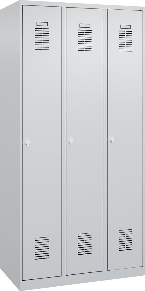Garderobenschrank FORUM 3 Abteile RAL 7035/7035 Sockel 7035mit Sockel Selbstmontage