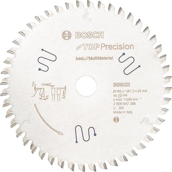 HM-Kreissägeblatt 165x1,8/1,3x20 48Z TF Bosch VE à 1 Stück Top Precision MultiMat