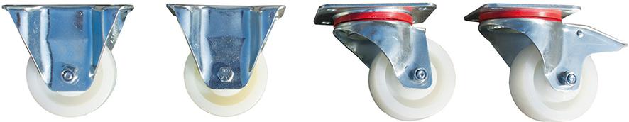 Lenk- und Bockrollen je zwei Stück, Polyamid D100mm Höhe 125mm ab LIL 90