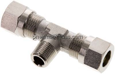 T-Schneidringverschraubung R 1/8"-8 LL (M12x1), Messing vernickelt