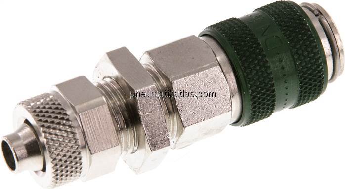 Schott-Kupplungsdose (NW5) 8x6mm Schlauch, Messing vernickelt