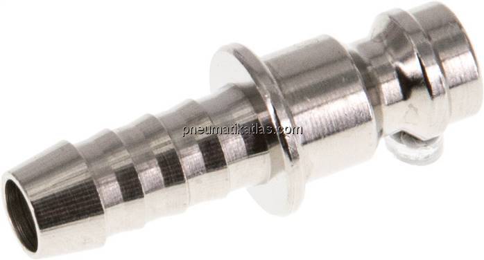 Kupplungsstecker (NW5) 6 (1/4")mm Schlauch, Messing vernickelt