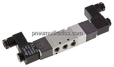 5/3-Wege Magnetventil, G 1/8", Mittelstellung geschlossen, 230 V AC