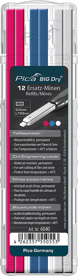 Tiefbauminen (12 St.) für BIG DRY, je 4 Minen in pink, blau und weiß PICA