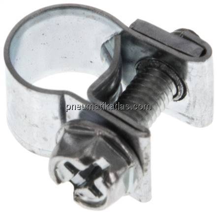 9mm Mini-Schlauchschelle, 7 - 9mm, Stahl verzinkt (W1)