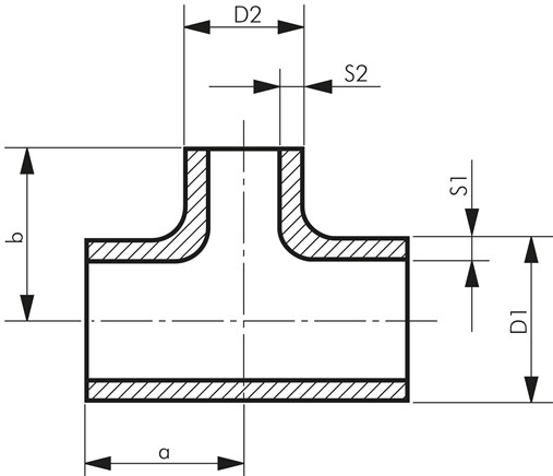 Zeichnung: T-Stück mit reduziertem Abgang