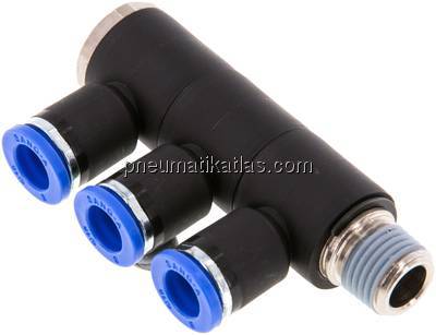 Steck-Mehrfachverteiler, 3-fach R 1/4"-8mm, IQS-Standard