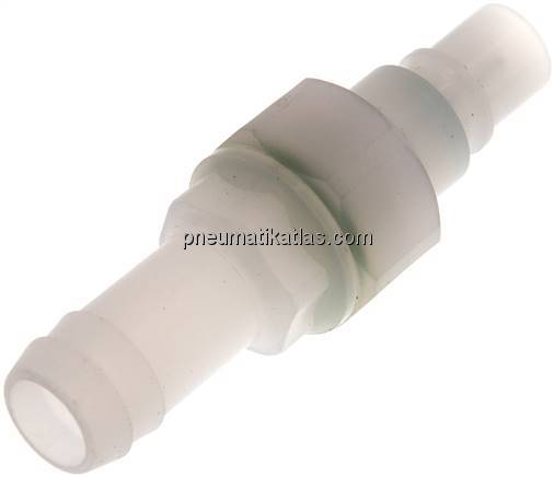 Kupplungsstecker (NW7,2) 13 (1/2") mm Schlauch, PVDF absperrend