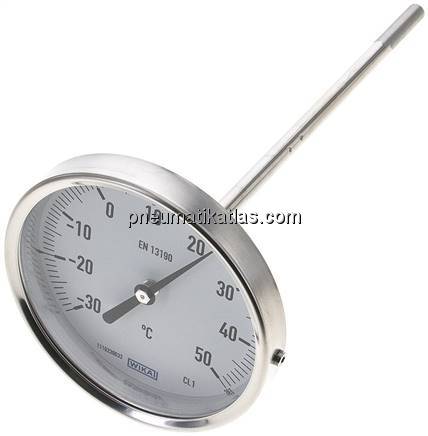 Bimetallthermometer, waagerecht D100/-30 bis +50°C/200mm