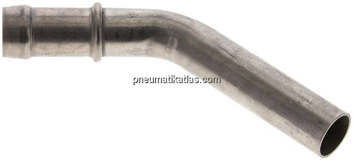 45°-Schlauchnippel Rohr 18, Schl. 17 - 18mm, 1.4301