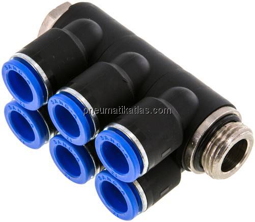 Steck-Mehrfachverteiler, 6-fach G 1/2"-12mm, IQS-Standard