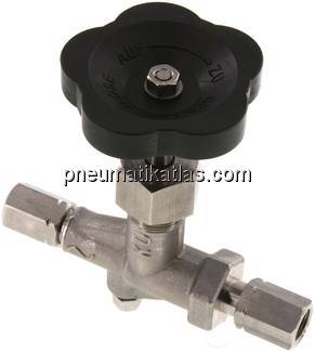 Manometer-Absperrventil G 1/4" Spannmuffe - Spannmuffe,1.4571