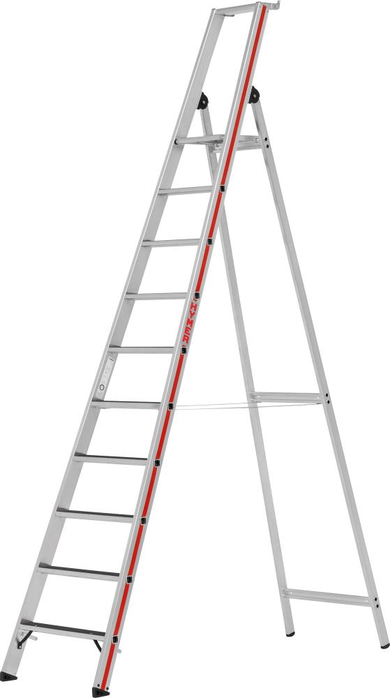 Stufenstehleiter R13 mit Plattform einseitig begehbar 10 StufenLänge 3,20 m