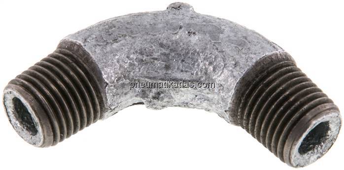 90°-Bogen R 1/4" (AG), Temperguss verzinkt