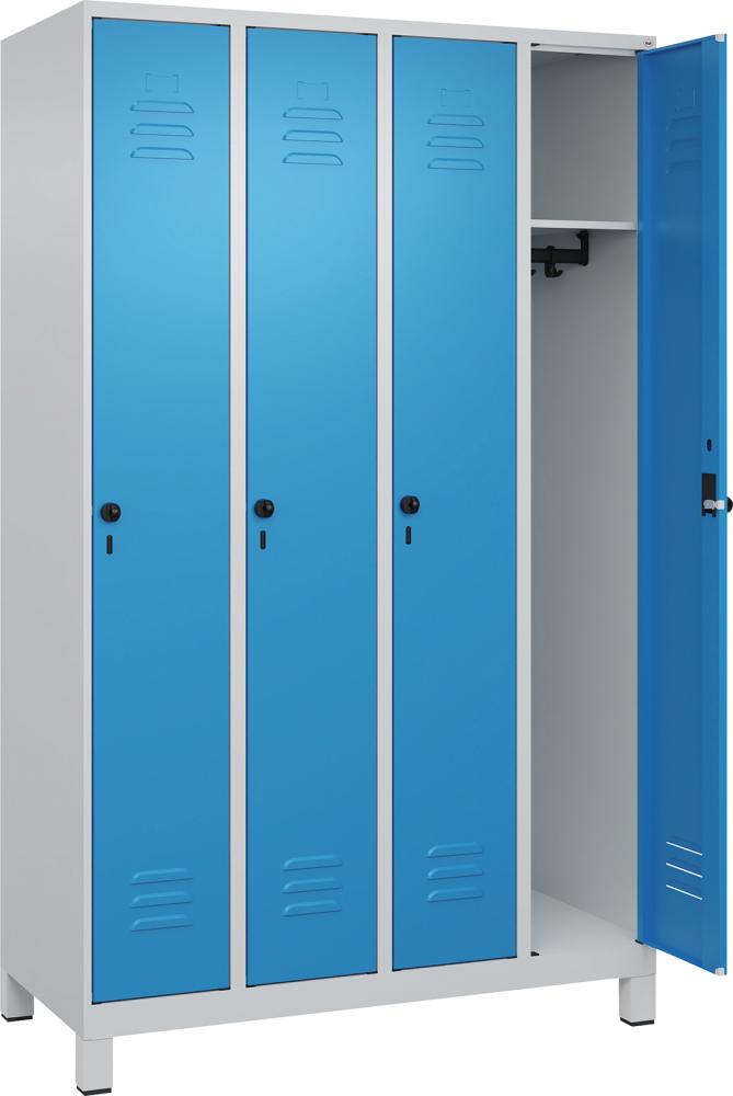 Garderobenschrank m.FüßenB1200xT500xH1950 Korpus RAL 7035 LichtgrauTüren RAL 5012 Lichtblau