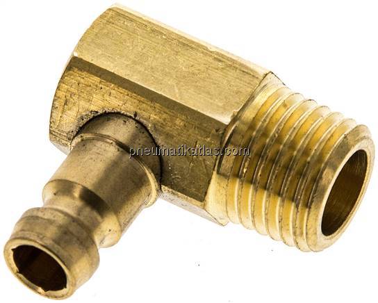 90°-Temperierkupplungsstecker 9mm Zapfen,M 14x1,5 (konisch)(AG)