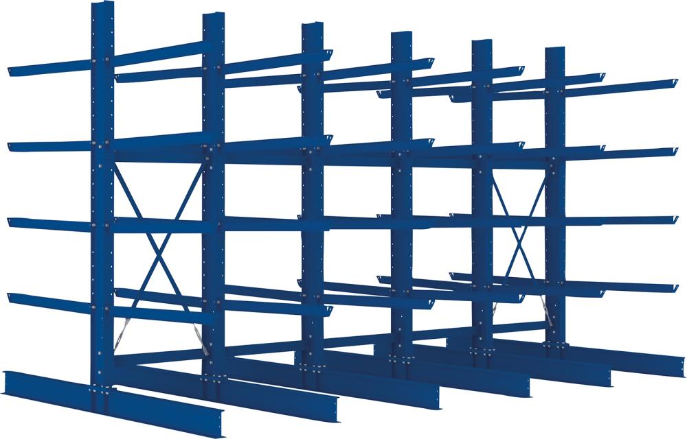 Kragarmregal Heavy B5090xT2x1250xH3000 mm doppelseitig RAL 5010 5 Ebenen Traglast 2400kg