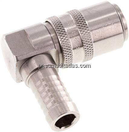 Temperierkupplungsdose (Winkel 90°) 13mm Zapfen, 13 (1/2")mm Schlauch