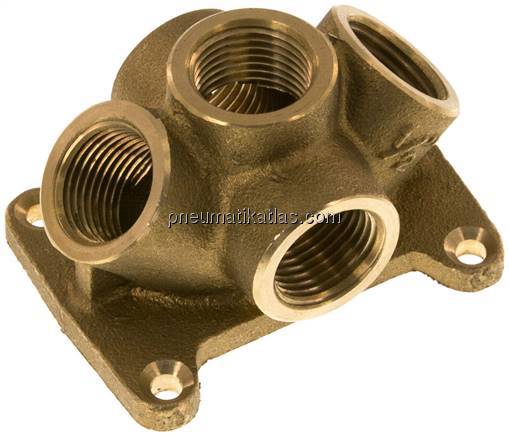 Wanddose (Luftweiche) 5 x G 1/2" (IG), Messing