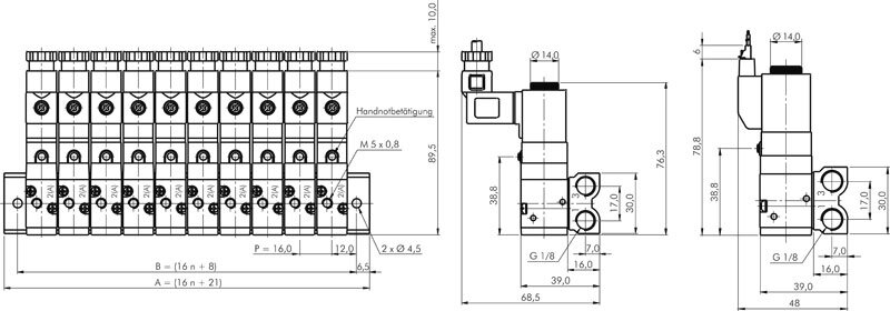 Zeichnung: Mehrfachanschlussplatte