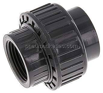 Klebe-/Gewindeverschraubung, PVC-U/ FKM, 32mmxRp 1" IG