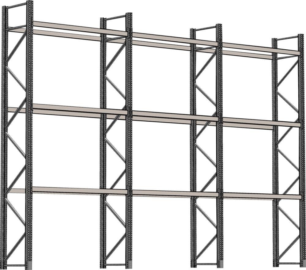 Palettenregal verzinkt 3 Felder á 2700 mm H 6000xT 1100mm 18 Holme 3000 kg