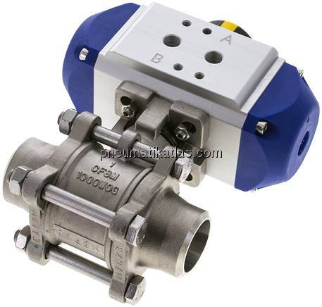 Pneumat. Edelstahl-Kugelhahn, 33,7mm, doppeltwirkend