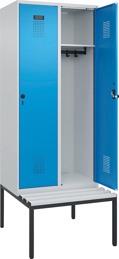 Spind Evolo PLUS 2 Abteile H2120xB800xT815mm 7035 5012 /P1G/7021P_DKB