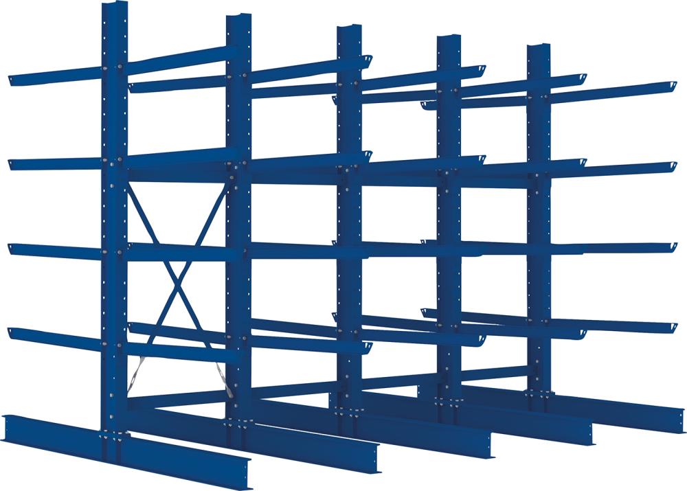 Kragarmregal Heavy B4090xT2x1250xH3000 mm doppelseitig RAL 5010 5 Ebenen Traglast 2000kg