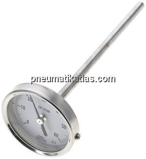 Bimetallthermometer, waagerecht D63/0 bis +60°C/160mm
