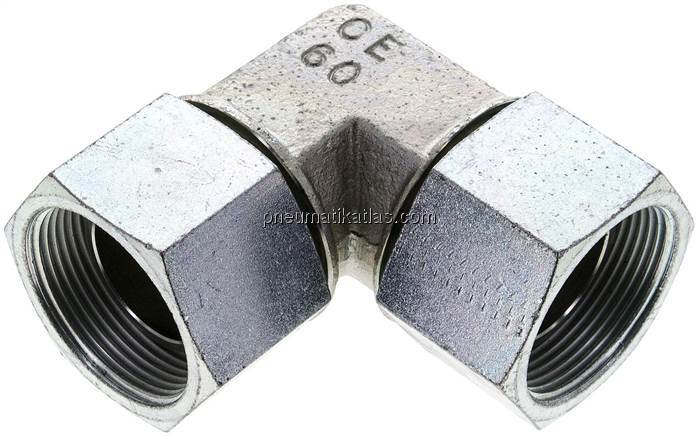 90°-Winkelverschraubung,60°Konus G 1-1/2" (IG), Stahl verzinkt