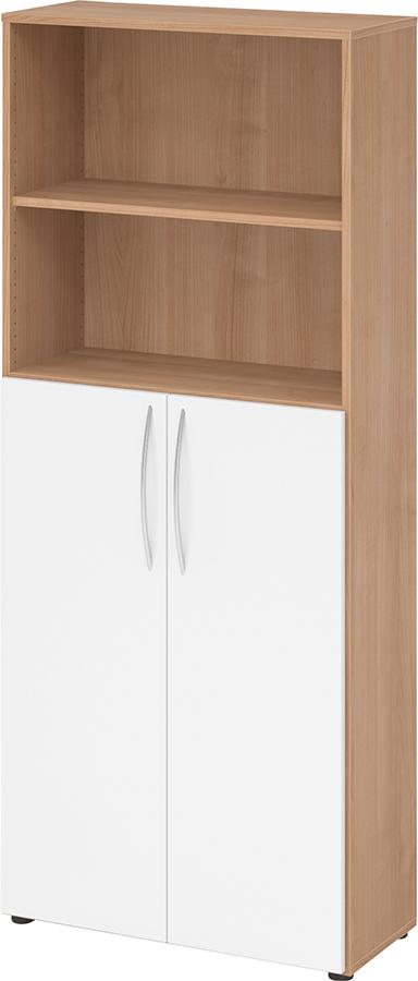 Regal 5OH, 3OH K: Nussbaum / F: Weiß 80x34,6x188 cm (BxTxH) Türen unten BM 4770