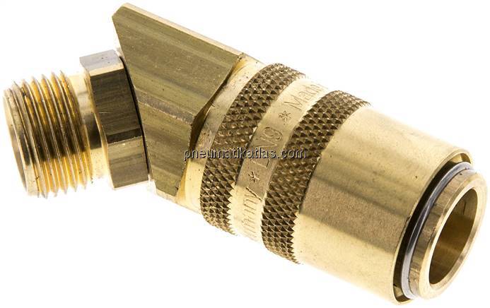 45°-Temperierkupplungsdose 13mm Zapfen,G 3/8"(AG)