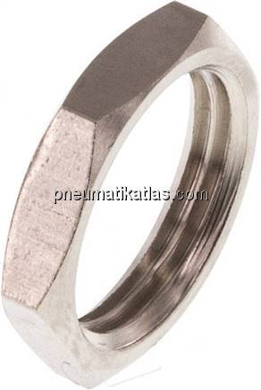 Gegenmutter G 3/8", Messing vernickelt