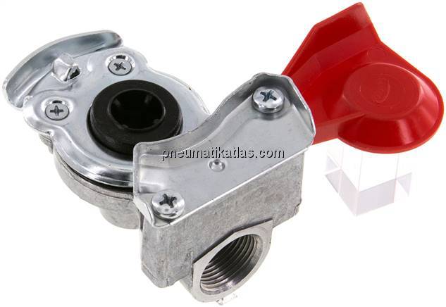 Fahrzeugkupplung M 22x1,5(IG), Vorrat (rot) für Zugmaschinen, DIN 74254 (mit Ven