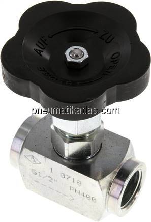 Nadel-Absperrventil, Stahl verzinkt, G 1/2", 0 - 400bar