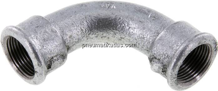 90°-Bogen Rp 3/4" (IG), lang Typ 2/G1, Temperguss verzinkt