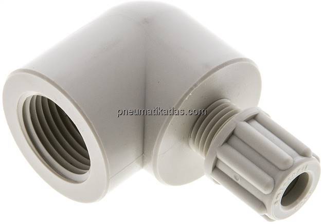 Winkel-Aufschraubverschraubung G 3/8"-6x4mm, Polypropylen